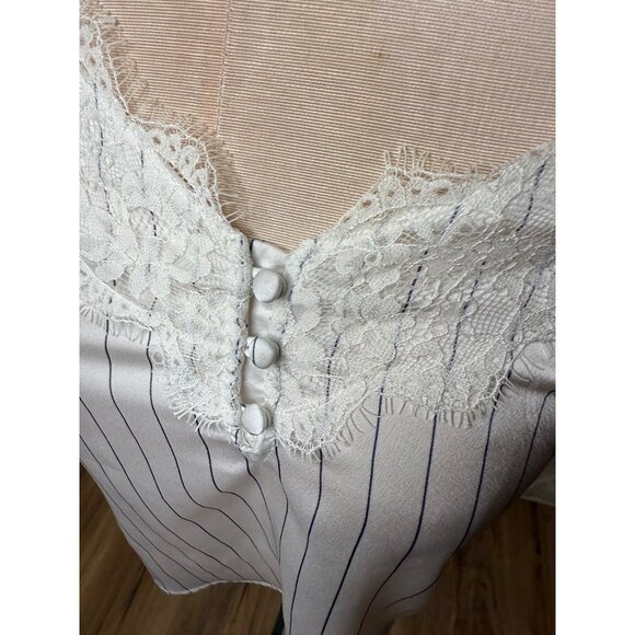 Abercrombie & Fitch Womens Striped Lace Trim Tank Top S White Navy Coquette Y2K - Picture 7 of 14